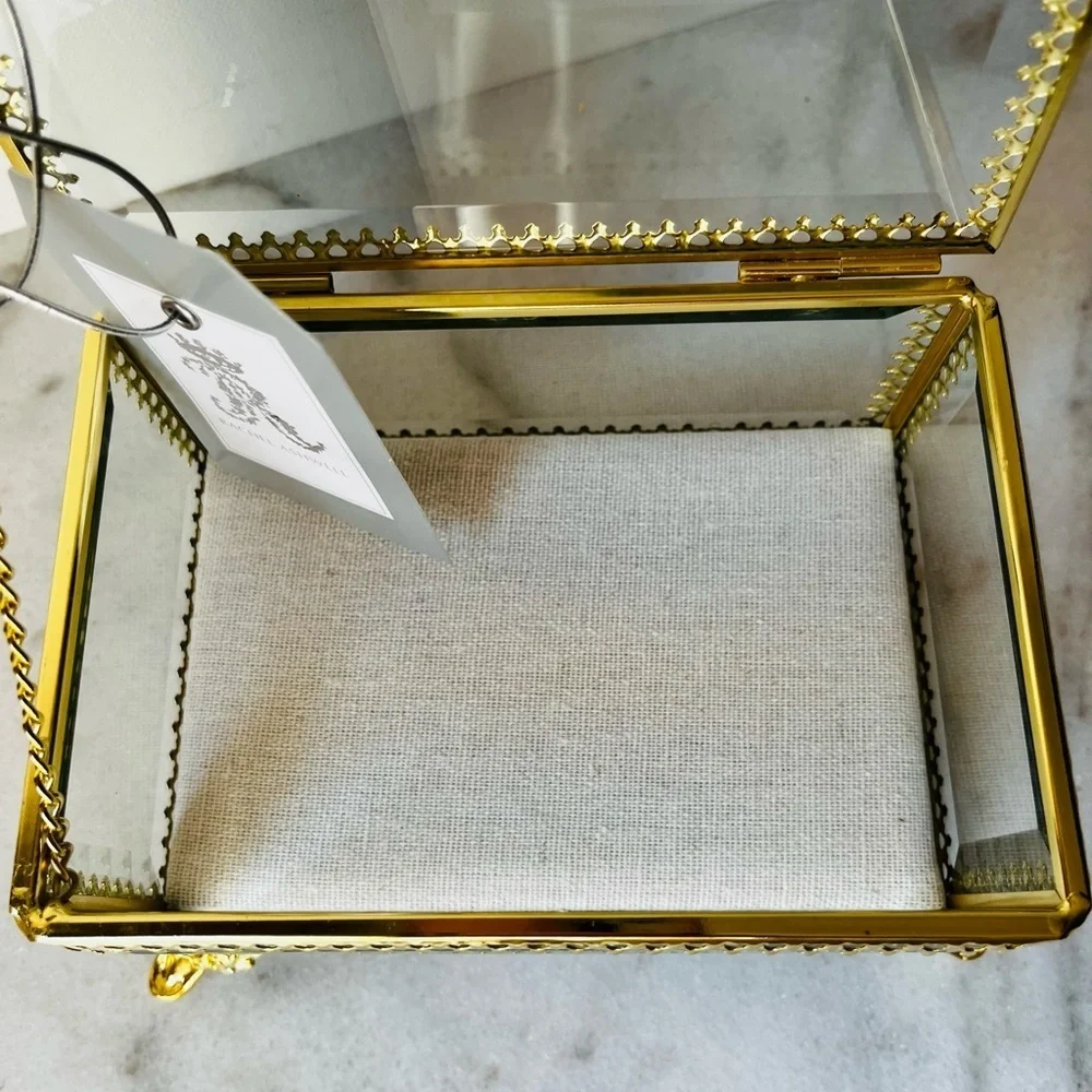 Elegant Gold Glass Jewelry Box